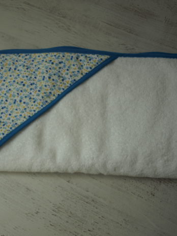 Cape de bain 90cmx90cm, fleurs bleues et jaunes