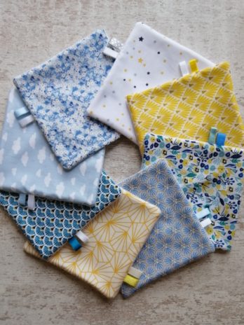 Lot de 8 lingettes, thème « bleu et jaune »